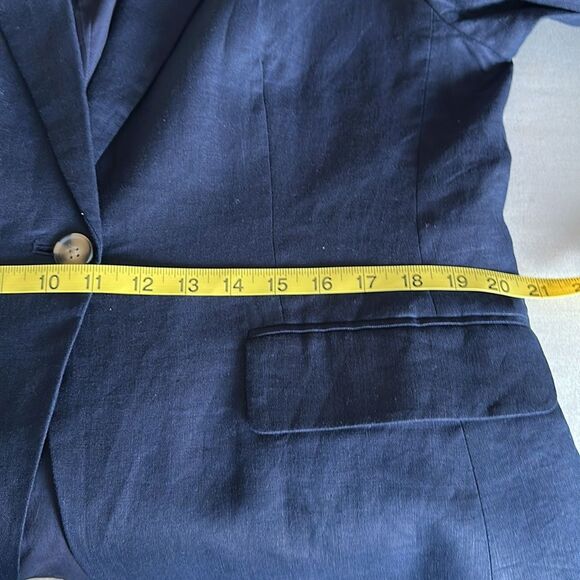 Quince Women’s European Linen Structured Deep Navy Blazer Size L Lined - Picture 11 of 13